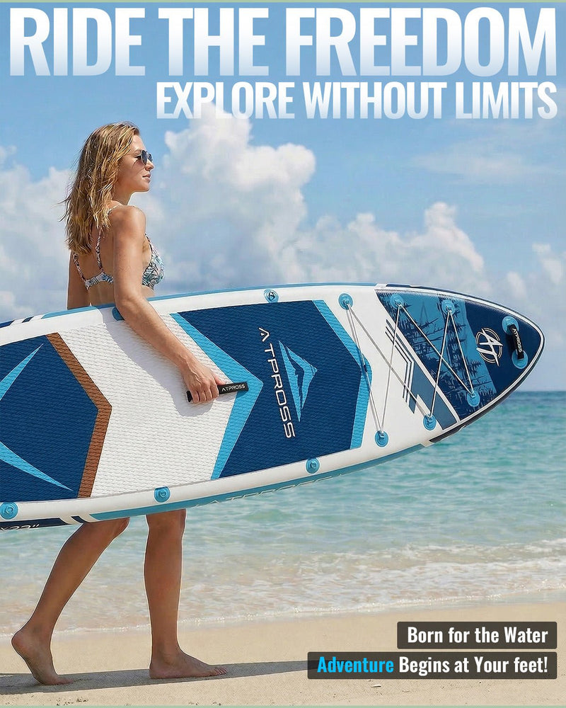 Chargez l'image dans la visionneuse de la galerie, 10’6’’ × 33’’ Inflatable SUP – Ivory Tide (Ivory & Teal) – ATPB26 - 05P Pro | Atpross Board - ATPROSS Board