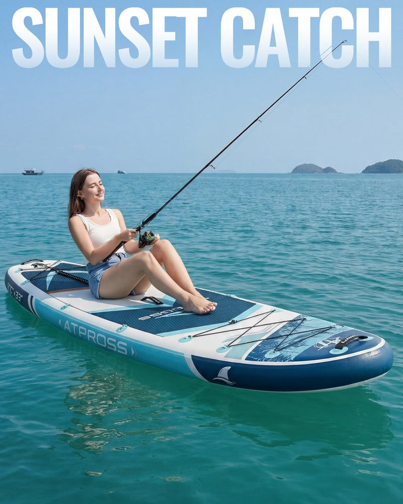 Chargez l'image dans la visionneuse de la galerie, 10’6’’ × 33’’ Inflatable SUP – Ivory Tide (Ivory & Teal) – ATPB26 - 05P Pro | Atpross Board - ATPROSS Board