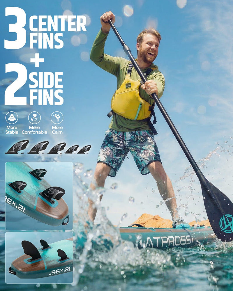 Load image into Gallery viewer, 12’ × 36’’ Inflatable SUP – Premium Dark Forest – Abyss Green – ATPB26 - 21M Pro Max | Atpross Board - ATPROSS Board