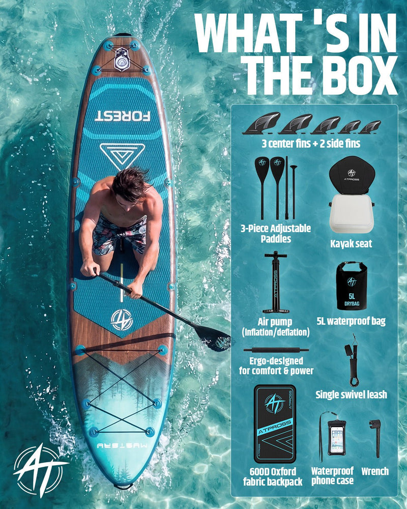 Load image into Gallery viewer, 12’ × 36’’ Inflatable SUP – Premium Dark Forest – Abyss Green – ATPB26 - 21M Pro Max | Atpross Board - ATPROSS Board