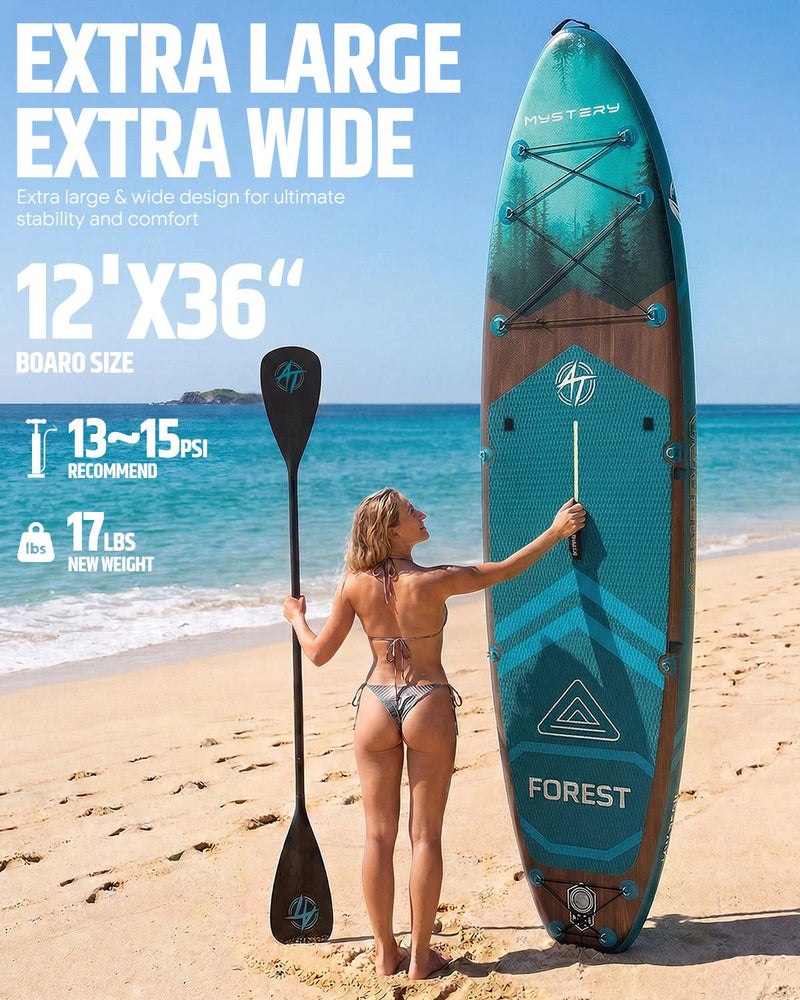 Load image into Gallery viewer, 12’ × 36’’ Inflatable SUP – Premium Dark Forest – Abyss Green – ATPB26 - 21M Pro Max | Atpross Board - ATPROSS Board