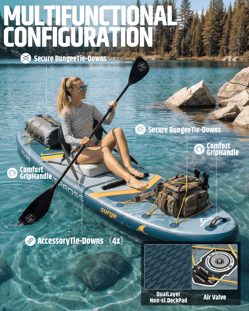 Load image into Gallery viewer, 12’ × 36’’ Inflatable SUP – Storm Edge (Blue Grey & Orange) – ATPB26 - 22M Pro Max | Atpross Board - ATPROSS Board