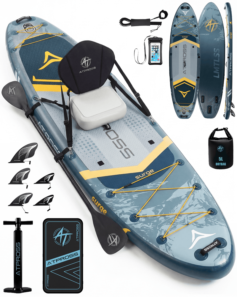 Load image into Gallery viewer, 12’ × 36’’ Inflatable SUP – Storm Edge (Blue Grey & Orange) – ATPB26 - 22M Pro Max | Atpross Board - ATPROSS Board