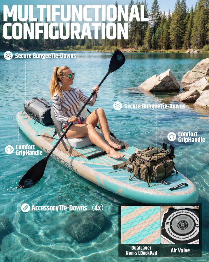 Laden Sie das Bild in Galerie -Viewer, 12’ × 36’’ Inflatable SUP – Wave Flow & Natural Wood Grain – ATPB26 - 18M Pro Max | Atpross Board - ATPROSS Board