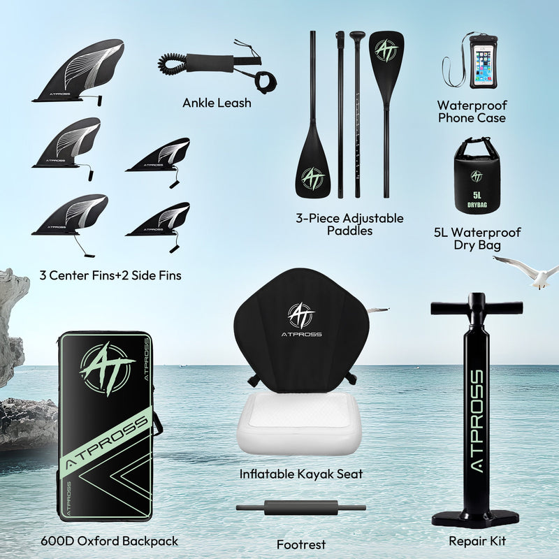 Laden Sie das Bild in Galerie -Viewer, 12’ × 36’’Inflatable SUP - Army Green & Wood Grain - ATPB25 - 03PS Pro Max|Atpross Board - ATPROSS Board