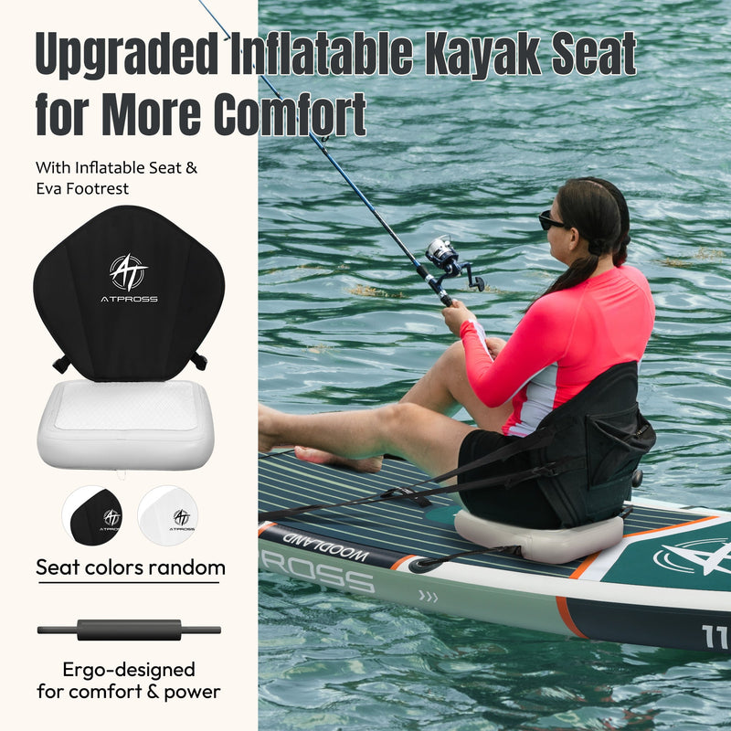 Laden Sie das Bild in Galerie -Viewer, 12’ × 36’’Inflatable SUP - Army Green & Wood Grain - ATPB25 - 03PS Pro Max|Atpross Board - ATPROSS Board