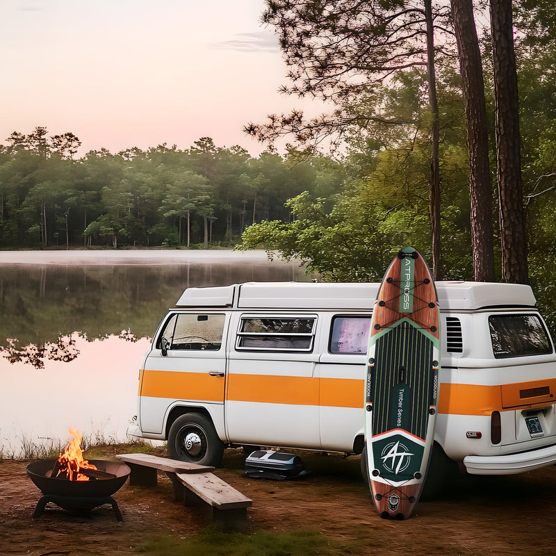 Laden Sie das Bild in Galerie -Viewer, 12’ × 36’’Inflatable SUP - Army Green & Wood Grain - ATPB25 - 03PS Pro Max|Atpross Board - ATPROSS Board