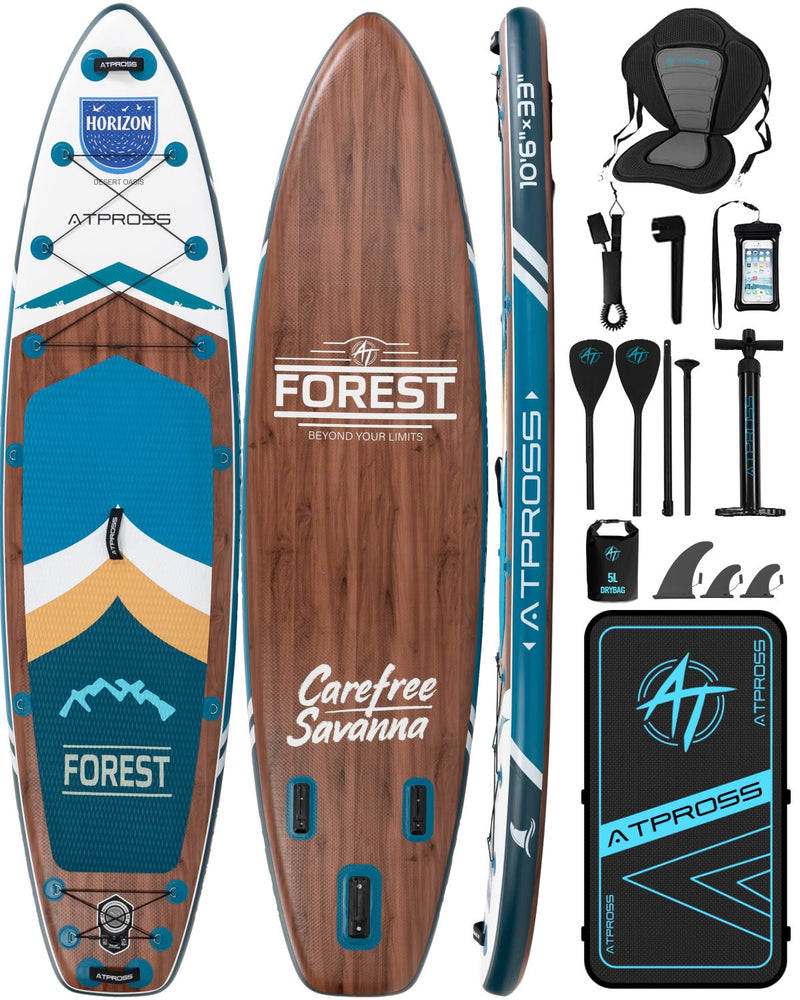Laden Sie das Bild in Galerie -Viewer, Inflatable SUP - Woodland Brown & Aqua Lake Blue - ATPB26 - 08 PRO|Atpross Board - ATPROSS Board