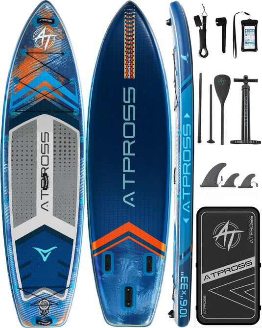 10’6’’ × 33’’ Inflatable SUP – Apex Orbit (Navy & Orange) – ATPB26 - 11B Basic | Atpross Board - ATPROSS Board