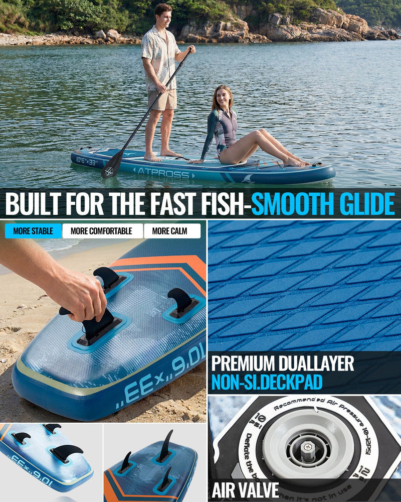 Laden Sie das Bild in Galerie -Viewer, 10’6’’ × 33’’ Inflatable SUP – Apex Orbit (Navy &amp; Orange) – ATPB26 - 11P Pro | Atpross Board - ATPROSS Board
