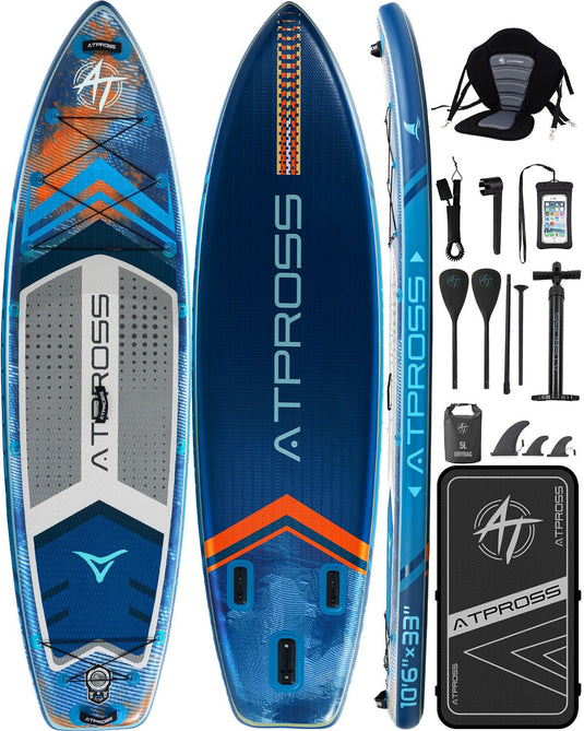 10’6’’ × 33’’ Inflatable SUP – Apex Orbit (Navy & Orange) – ATPB26 - 11P Pro | Atpross Board - ATPROSS Board