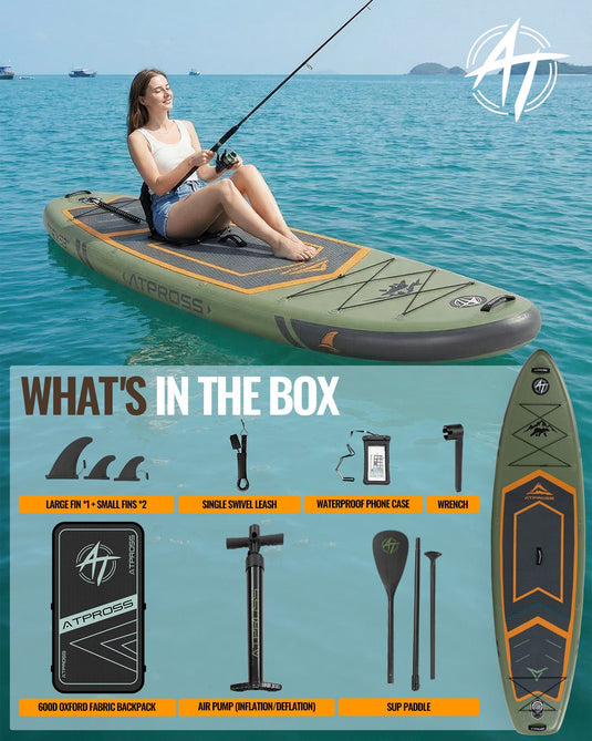 10’6’’ × 33’’ Inflatable SUP – Forest Ember (Olive & Orange) – ATPB26 - 06B Basic | Atpross Board - ATPROSS Board
