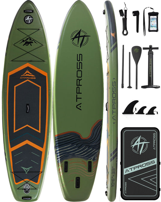 10’6’’ × 33’’ Inflatable SUP – Forest Ember (Olive & Orange) – ATPB26 - 06B Basic | Atpross Board - ATPROSS Board
