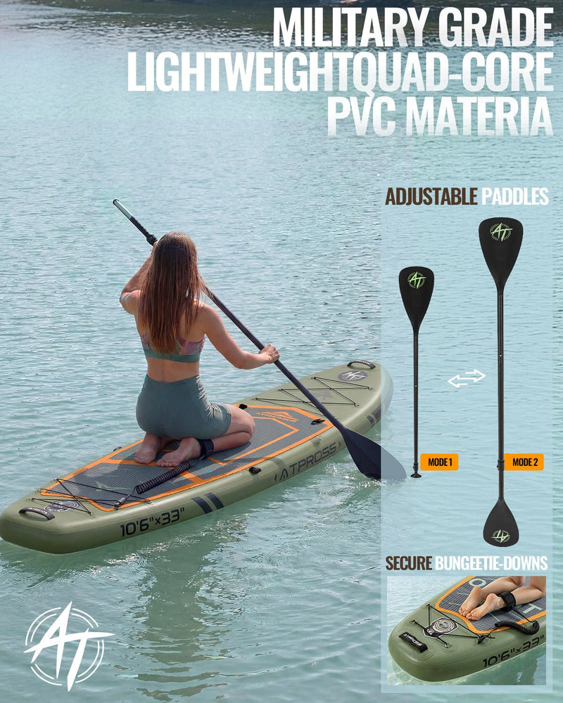 Laden Sie das Bild in Galerie -Viewer, 10’6’’ × 33’’ Inflatable SUP – Forest Ember (Olive &amp; Orange) – ATPB26 - 06P Pro | Atpross Board - ATPROSS Board
