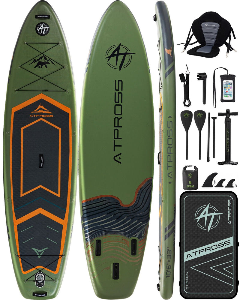 Laden Sie das Bild in Galerie -Viewer, 10’6’’ × 33’’ Inflatable SUP – Forest Ember (Olive &amp; Orange) – ATPB26 - 06P Pro | Atpross Board - ATPROSS Board
