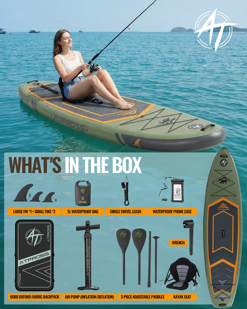 Laden Sie das Bild in Galerie -Viewer, 10’6’’ × 33’’ Inflatable SUP – Forest Ember (Olive &amp; Orange) – ATPB26 - 06P Pro | Atpross Board - ATPROSS Board
