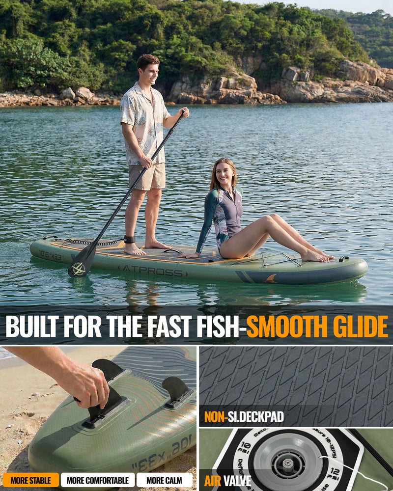 Laden Sie das Bild in Galerie -Viewer, 10’6’’ × 33’’ Inflatable SUP – Forest Ember (Olive &amp; Orange) – ATPB26 - 06P Pro | Atpross Board - ATPROSS Board
