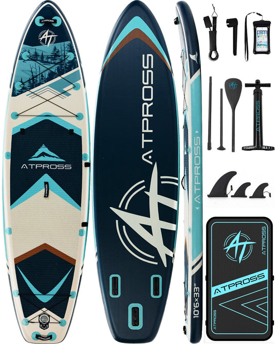 10’6’’ × 33'' Inflatable SUP – Ivory Tide (Ivory & Teal) – ATPB26 - 05B Basic | Atpross Board - ATPROSS Board