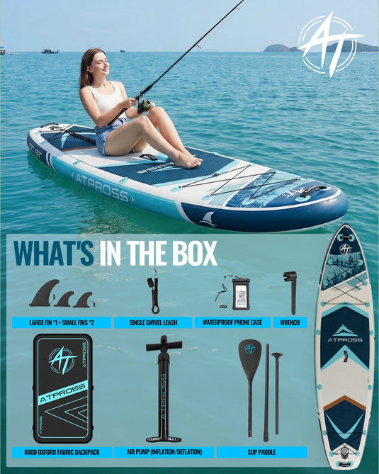 10’6’’ × 33'' Inflatable SUP – Ivory Tide (Ivory & Teal) – ATPB26 - 05B Basic | Atpross Board - ATPROSS Board