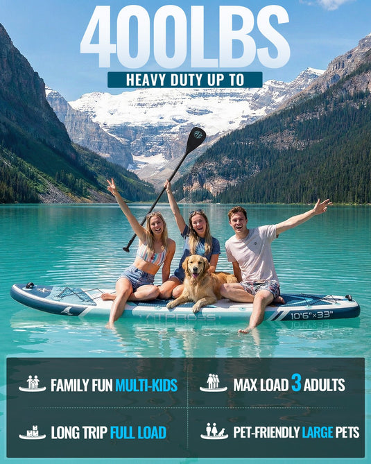 10’6’’ × 33’’ Inflatable SUP – Ivory Tide (Ivory & Teal) – ATPB26 - 05P Pro | Atpross Board - ATPROSS Board