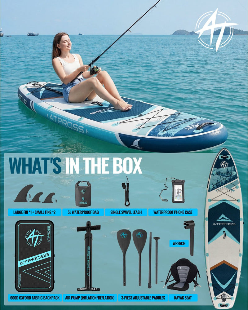 Chargez l'image dans la visionneuse de la galerie, 10’6’’ × 33’’ Inflatable SUP – Ivory Tide (Ivory &amp; Teal) – ATPB26 - 05P Pro | Atpross Board - ATPROSS Board
