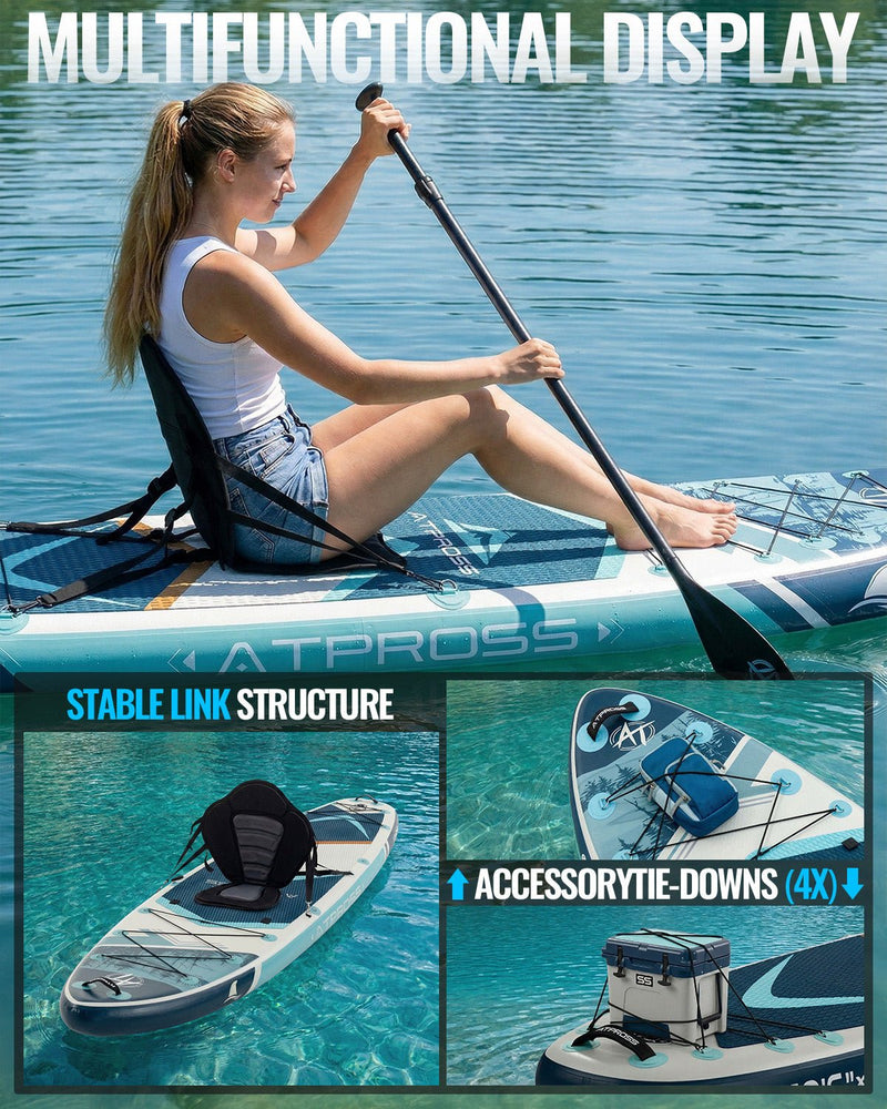 Chargez l'image dans la visionneuse de la galerie, 10’6’’ × 33’’ Inflatable SUP – Ivory Tide (Ivory &amp; Teal) – ATPB26 - 05P Pro | Atpross Board - ATPROSS Board
