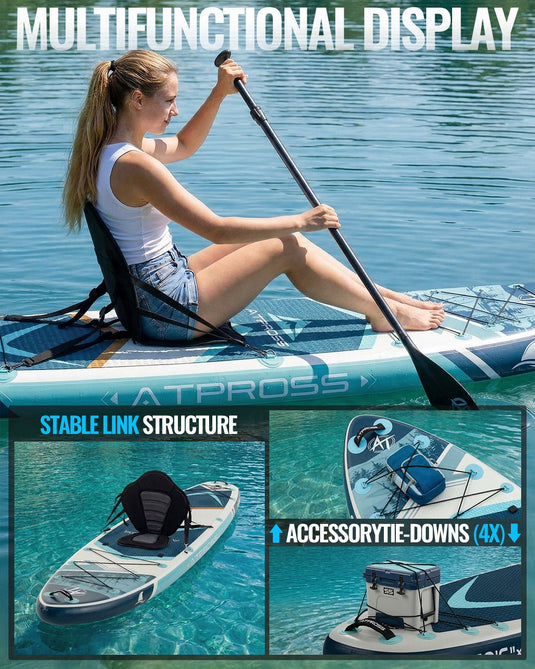 10’6’’ × 33’’ Inflatable SUP – Ivory Tide (Ivory & Teal) – ATPB26 - 05P Pro | Atpross Board - ATPROSS Board