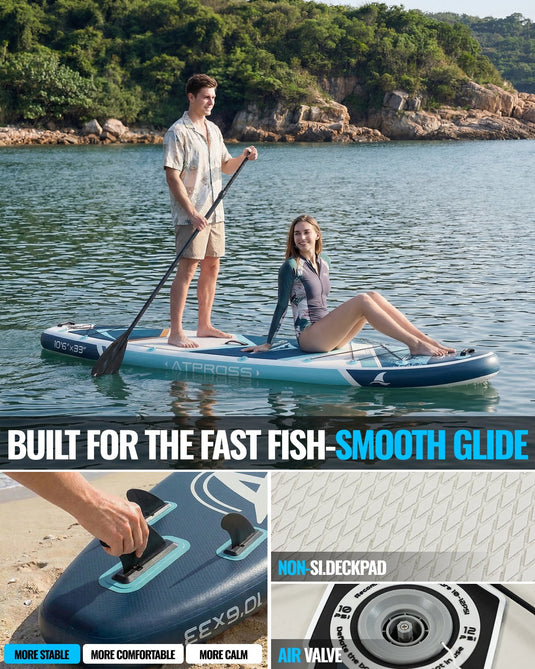 10’6’’ × 33’’ Inflatable SUP – Ivory Tide (Ivory & Teal) – ATPB26 - 05P Pro | Atpross Board - ATPROSS Board