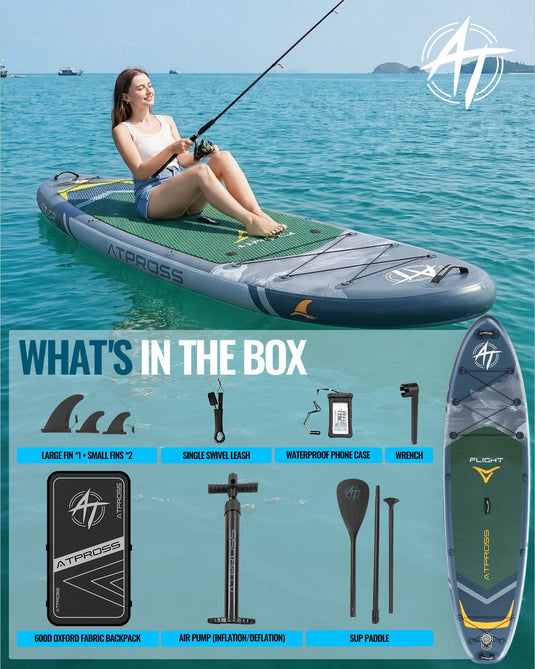 10’6’’ × 33’’ Inflatable SUP – Night Tide (Deep Blue & Navy Green) – ATPB26 - 12B Basic | Atpross Board - ATPROSS Board