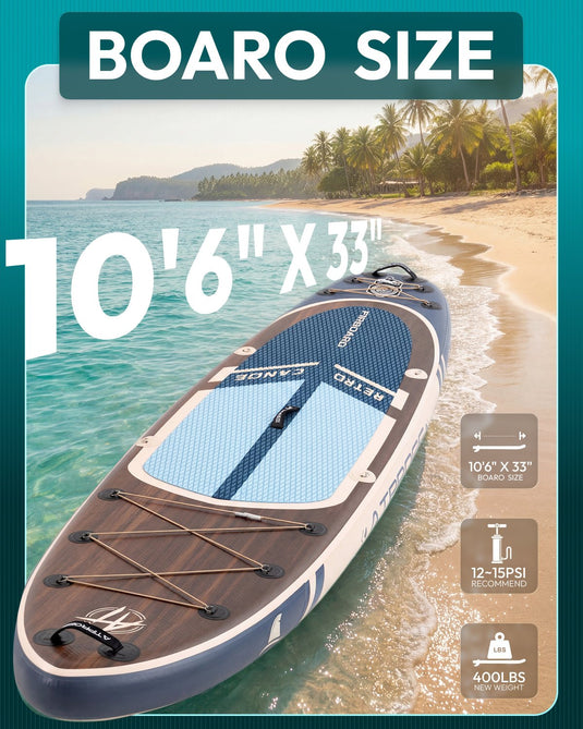 10’6’’ × 33’’ Inflatable SUP – Teal & Wood Grain – ATPB26 - 01P Pro | Atpross Board - ATPROSS Board