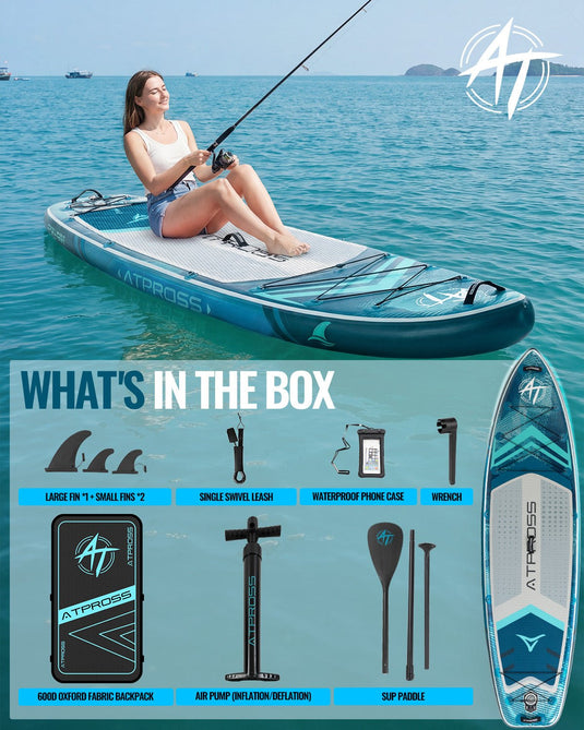 11’6’’ × 35’’ Inflatable SUP – Neon Tide (Deep Blue & Neon Blue) – ATPB26 - 15B Basic | Atpross Board - ATPROSS Board