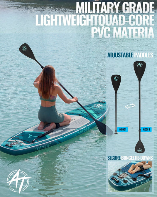 11’6’’ × 35’’ Inflatable SUP – Neon Tide (Deep Blue & Neon Blue) – ATPB26 - 15P Pro | Atpross Board - ATPROSS Board