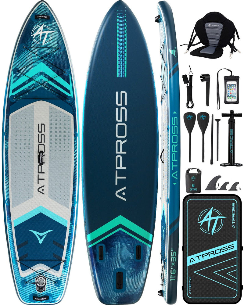 Laden Sie das Bild in Galerie -Viewer, 11’6’’ × 35’’ Inflatable SUP – Neon Tide (Deep Blue &amp; Neon Blue) – ATPB26 - 15P Pro | Atpross Board - ATPROSS Board

