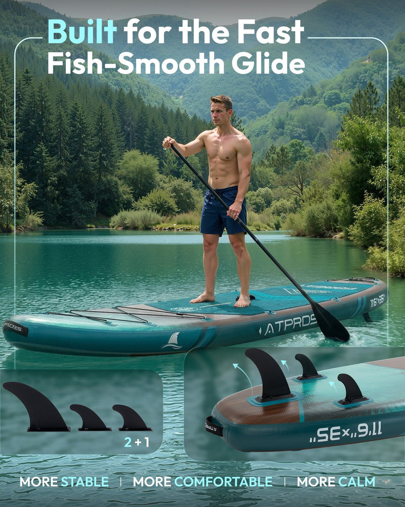 Laden Sie das Bild in Galerie -Viewer, 11’6’’ × 35’’ Inflatable SUP – Premium Dark Forest (Abyss Green) – ATPB26 - 13B Basic | Atpross Board - ATPROSS Board
