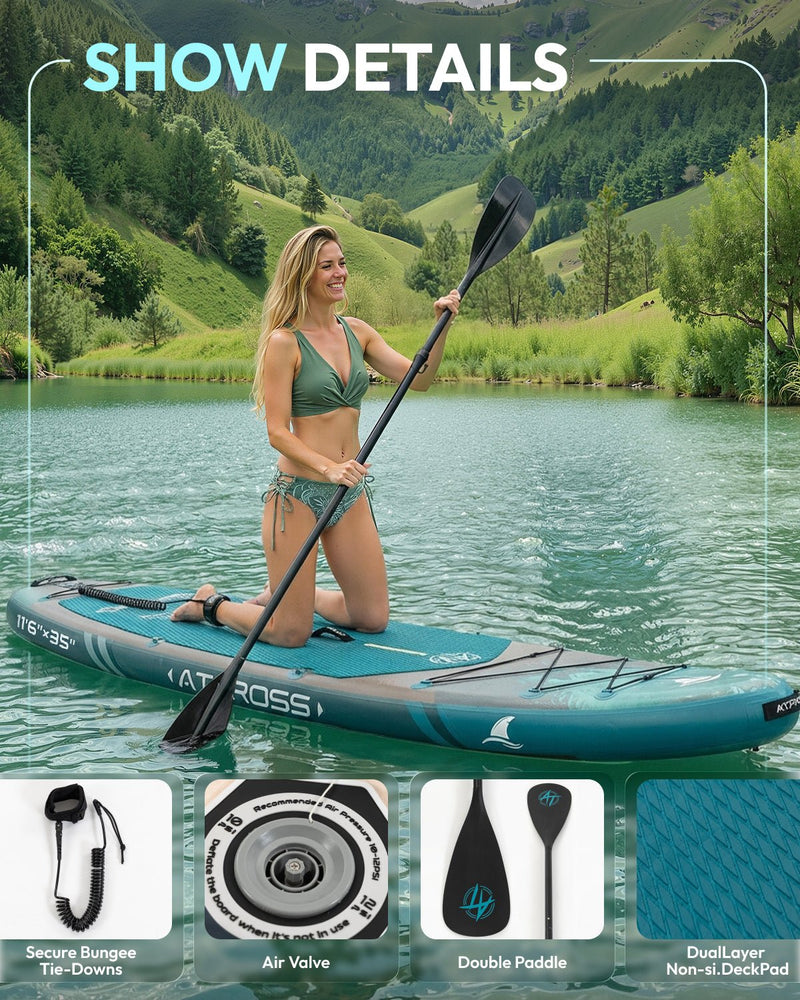 Laden Sie das Bild in Galerie -Viewer, 11’6’’ × 35’’ Inflatable SUP – Premium Dark Forest (Abyss Green) – ATPB26 - 13B Basic | Atpross Board - ATPROSS Board
