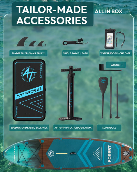 11’6’’ × 35’’ Inflatable SUP – Premium Dark Forest (Abyss Green) – ATPB26 - 13B Basic | Atpross Board - ATPROSS Board