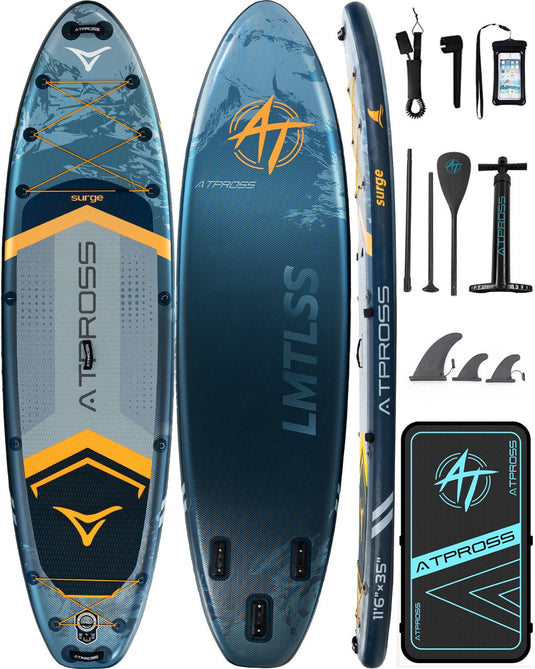 11’6’’ × 35’’ Inflatable SUP – Storm Edge (Blue Grey & Orange) – ATPB26 - 16B Basic | Atpross Board - ATPROSS Board