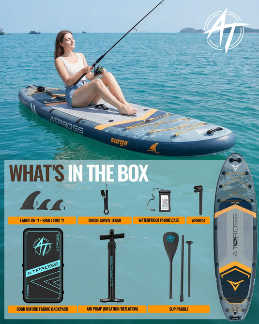11’6’’ × 35’’ Inflatable SUP – Storm Edge (Blue Grey & Orange) – ATPB26 - 16B Basic | Atpross Board - ATPROSS Board