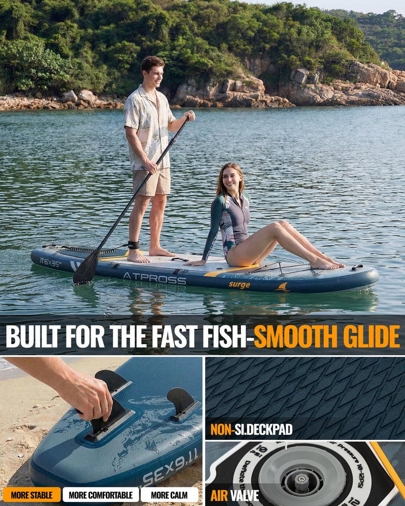 Laden Sie das Bild in Galerie -Viewer, 11’6’’ × 35’’ Inflatable SUP – Storm Edge (Blue Grey &amp; Orange) – ATPB26 - 16P Pro | Atpross Board - ATPROSS Board
