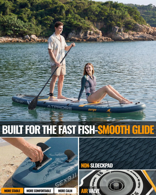 11’6’’ × 35’’ Inflatable SUP – Storm Edge (Blue Grey & Orange) – ATPB26 - 16P Pro | Atpross Board - ATPROSS Board