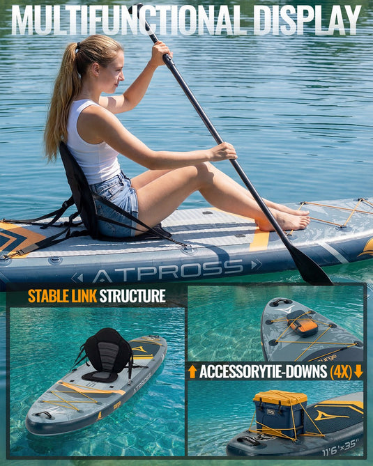 11’6’’ × 35’’ Inflatable SUP – Storm Edge (Blue Grey & Orange) – ATPB26 - 16P Pro | Atpross Board - ATPROSS Board