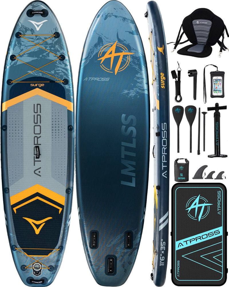 Laden Sie das Bild in Galerie -Viewer, 11’6’’ × 35’’ Inflatable SUP – Storm Edge (Blue Grey &amp; Orange) – ATPB26 - 16P Pro | Atpross Board - ATPROSS Board
