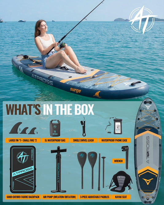 11’6’’ × 35’’ Inflatable SUP – Storm Edge (Blue Grey & Orange) – ATPB26 - 16P Pro | Atpross Board - ATPROSS Board