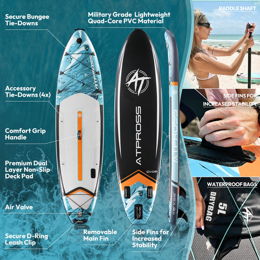 11'6" Inflatable SUP Marine Blue & White – AT - PB - 06 Basic Paddle Board | Atpross - ATPROSS Board
