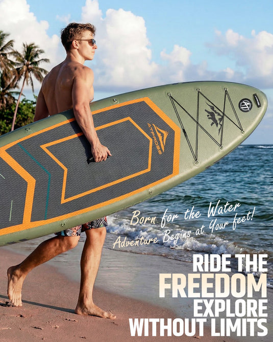 12’ × 36’’ Inflatable SUP – Forest Ember (Olive & Orange) – ATPB26 - 25M Pro Max | Atpross Board - ATPROSS Board