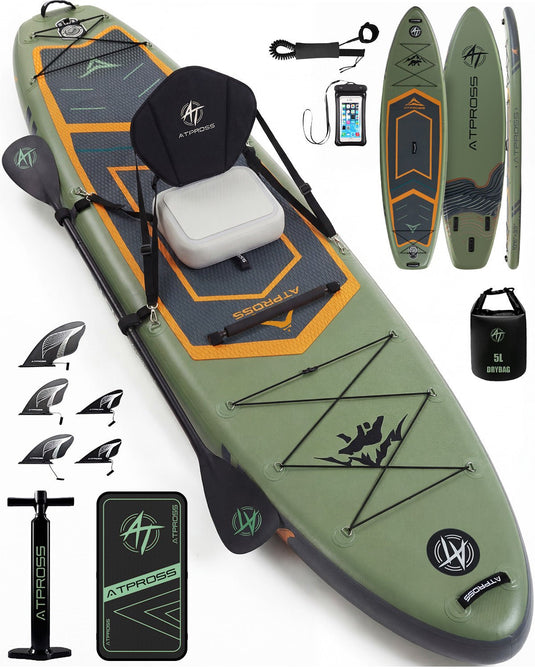 12’ × 36’’ Inflatable SUP – Forest Ember (Olive & Orange) – ATPB26 - 25M Pro Max | Atpross Board - ATPROSS Board