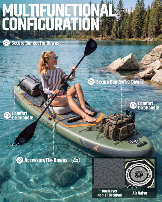 12’ × 36’’ Inflatable SUP – Forest Ember (Olive & Orange) – ATPB26 - 25M Pro Max | Atpross Board - ATPROSS Board