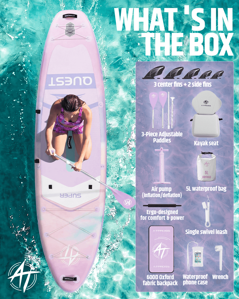 Load image into Gallery viewer, 12’ × 36’’ Inflatable SUP – Glacier Veil (Pastel Purple &amp; Blue) – ATPB26 - 20M Pro Max | Atpross Board - ATPROSS Board
