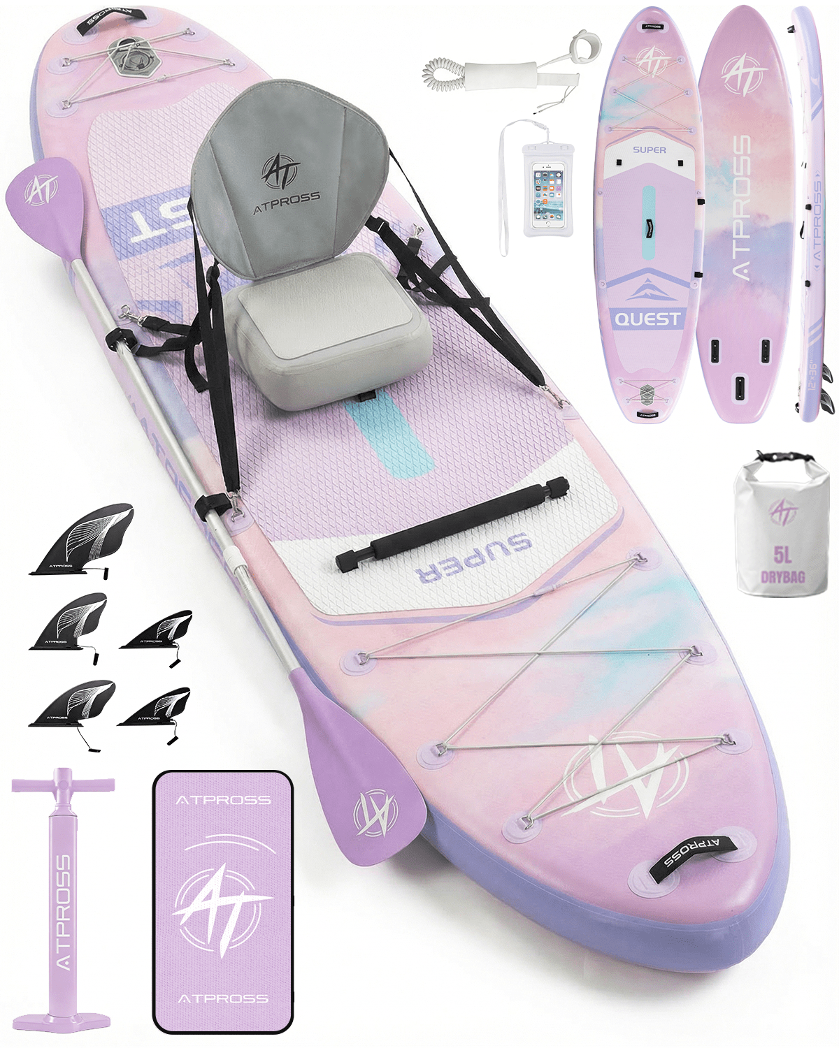36’’ Wide Inflatable SUP – Stylish Pastel Paddle Board | Atpross Pro ...