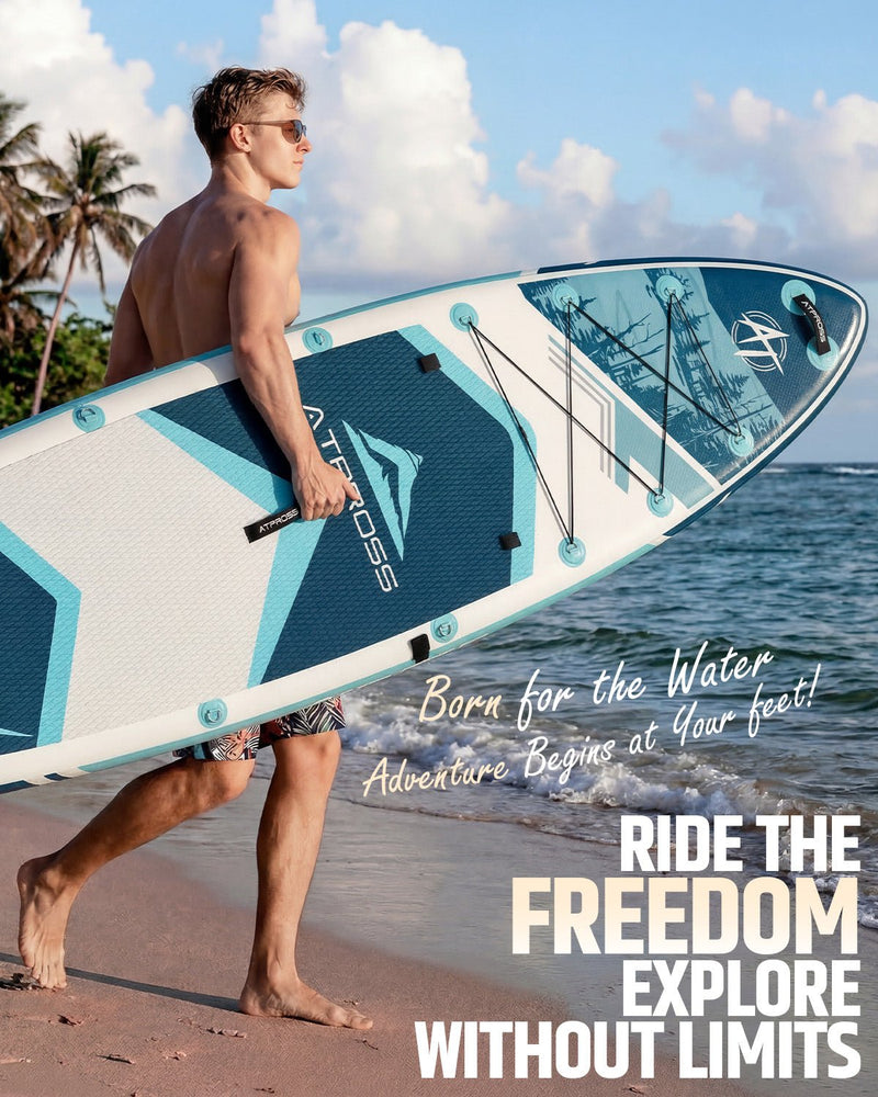 Laden Sie das Bild in Galerie -Viewer, 12’ × 36’’ Inflatable SUP – Ivory Tide (Ivory &amp; Teal) – ATPB26 - 23M Pro Max | Atpross Board - ATPROSS Board
